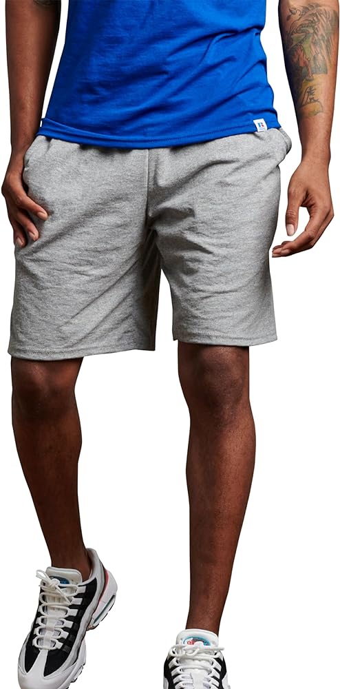 Russell Athletic Men's Relaxed Fit 9" Cotton Shorts with Pockets, Adjustable Elastic Waist, Sizes S-4X