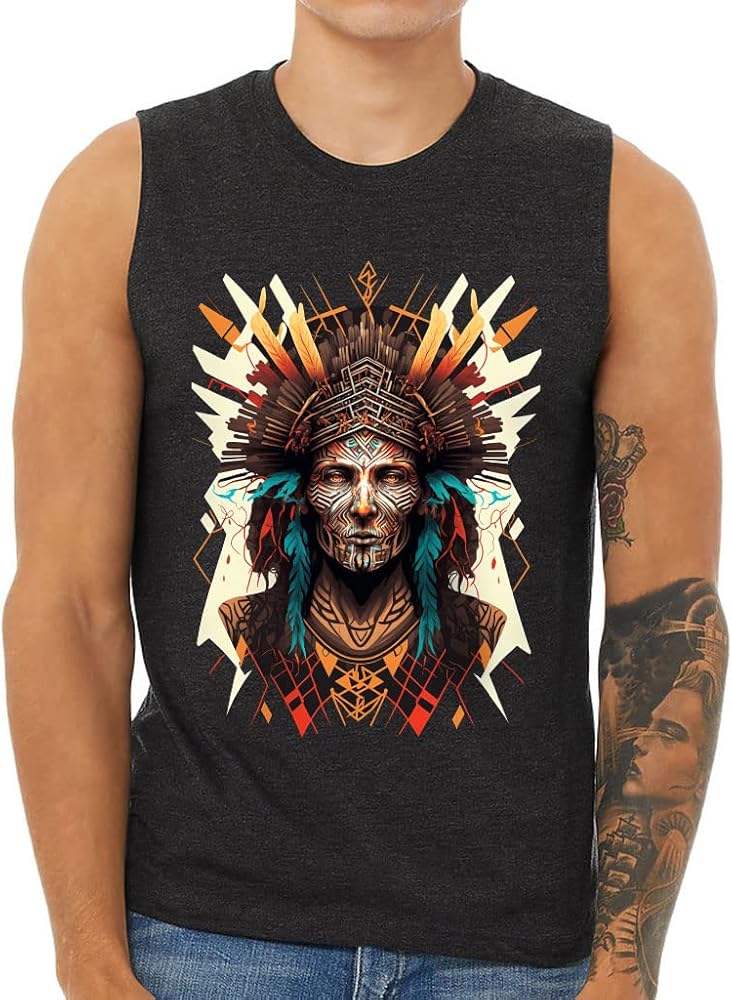 Shaman Graphic Men's Muscle Tank - Art Men's Sleeveless T-Shirt - Fantasy Tank