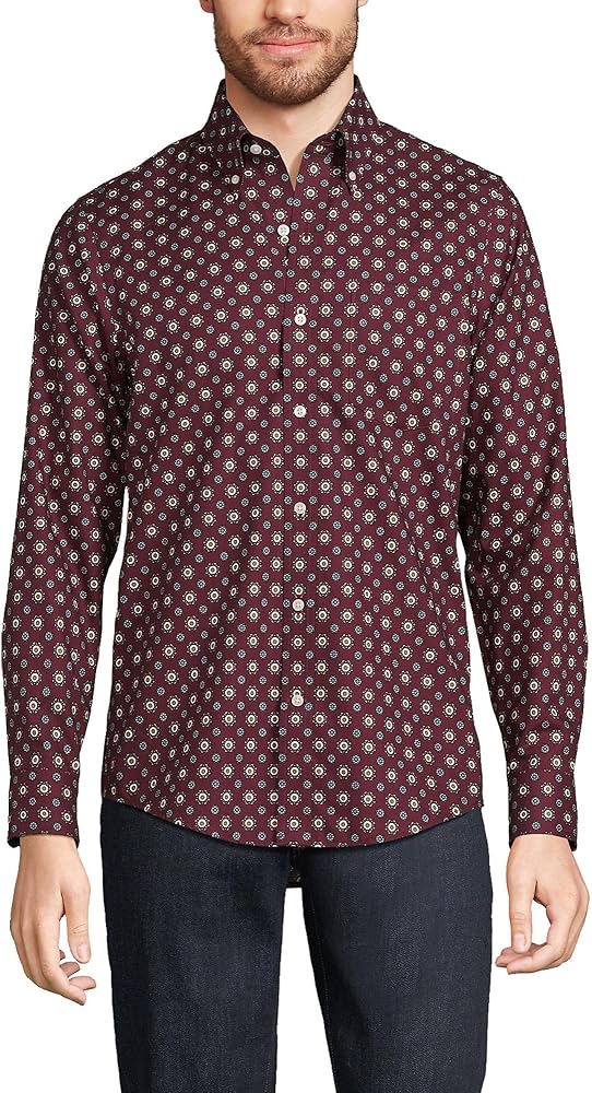 Lands' End Men's Tailored Fit No Iron Twill Long Sleeve Shirt