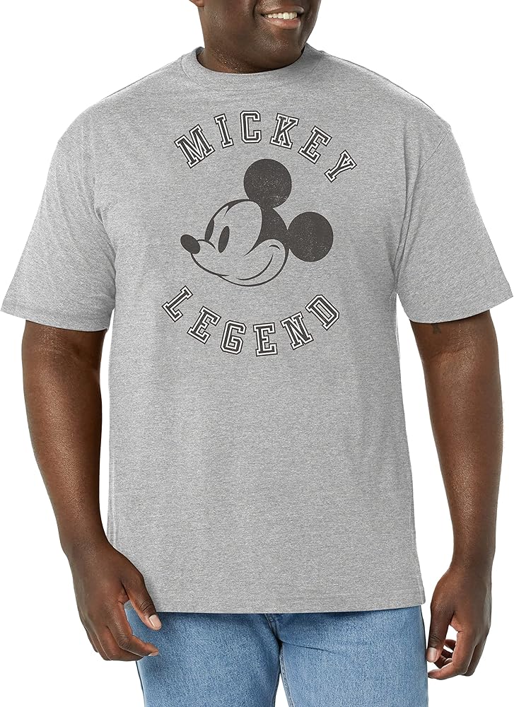 Disney Big Classic Mickey Legend Men's Tops Short Sleeve Tee Shirt, Athletic Heather, XX-Large Tall