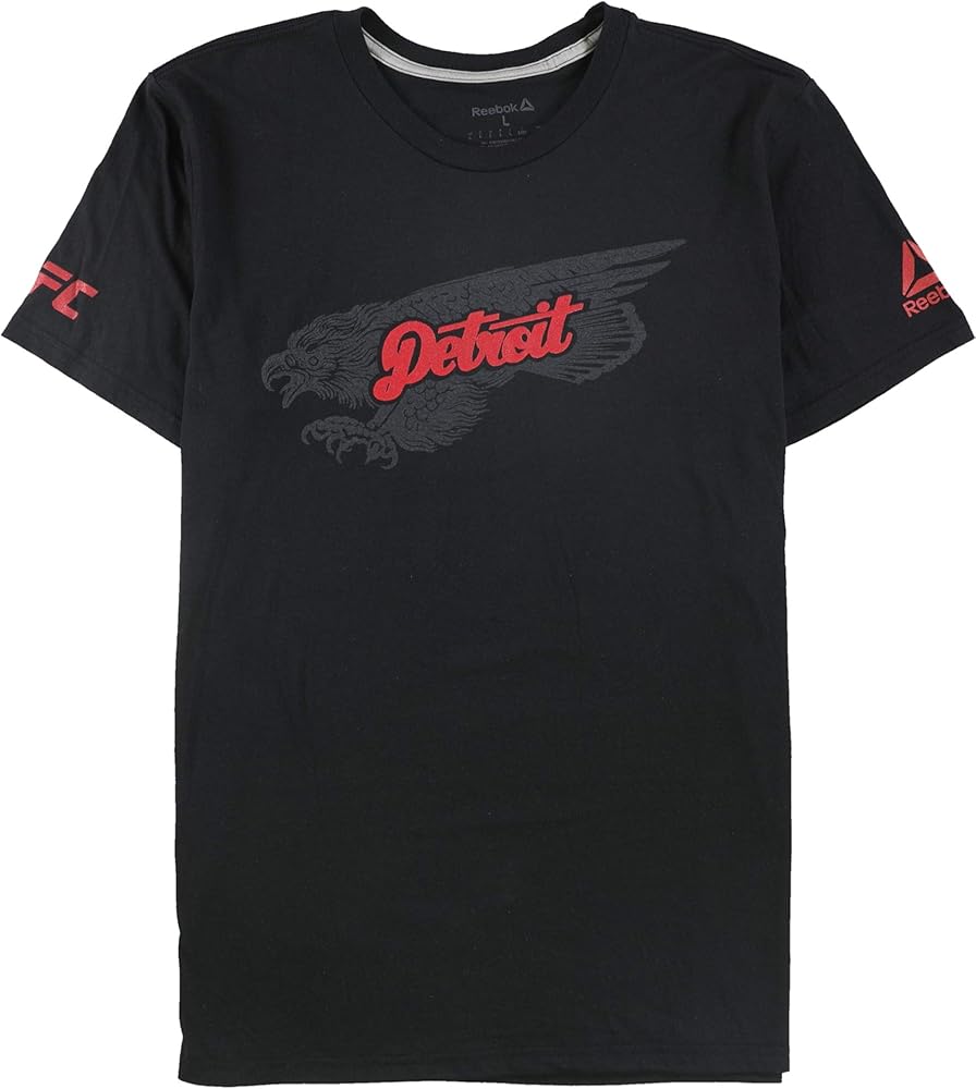 Reebok Mens Detroit Graphic T-Shirt, Black, Small