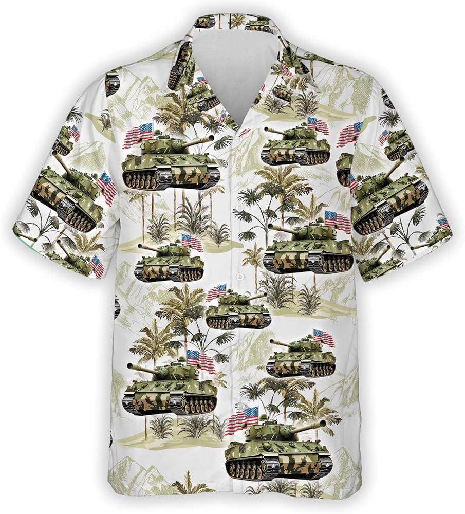 Military Men Hawaiian Shirt - Veteran Day Casual Button Down Short Sleeve Shirt (PTU-TU-HW_39)