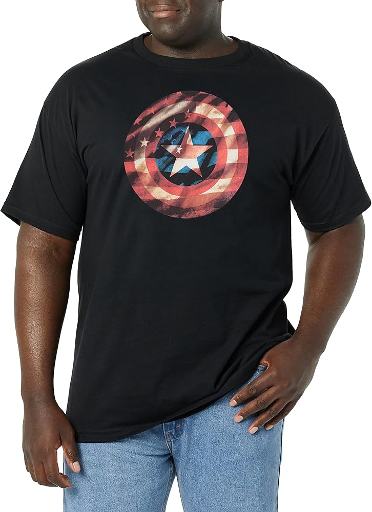 Marvel Big & Tall Classic Flag Shield Men's Tops Short Sleeve Tee Shirt