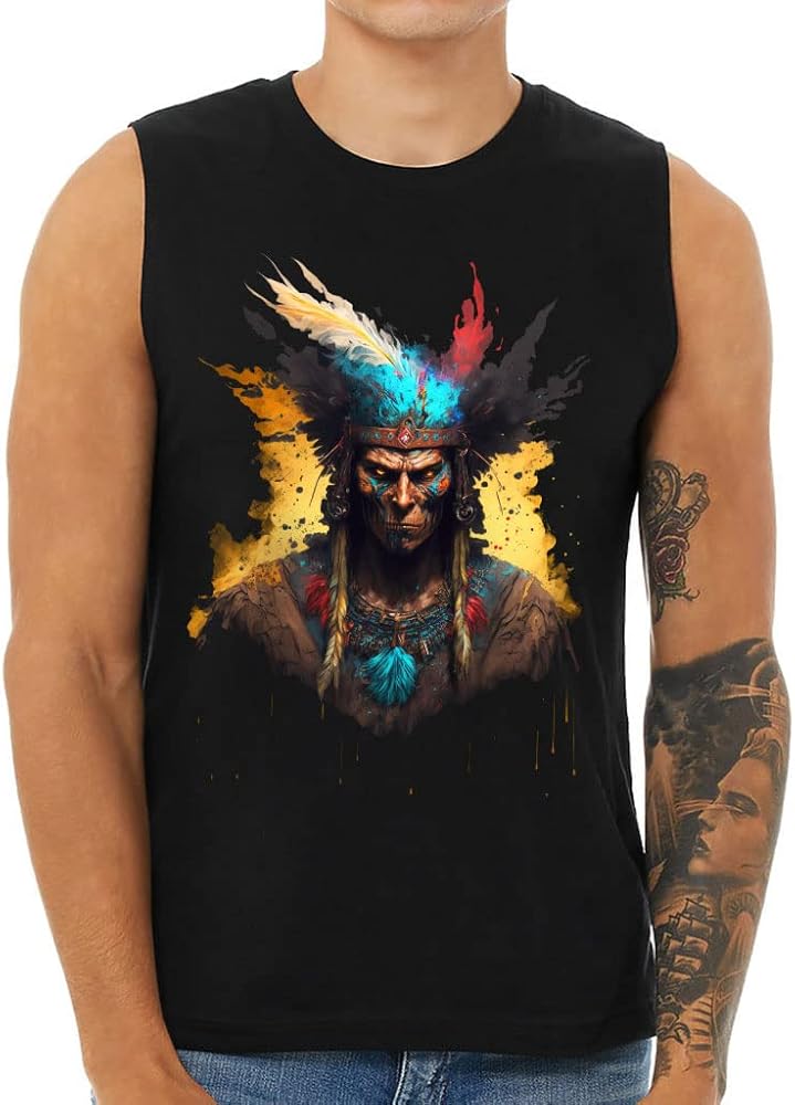 Colorful Print Men's Muscle Tank - Creepy Men's Sleeveless T-Shirt - Scary Tank