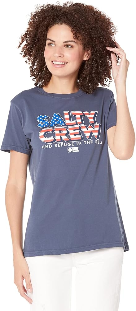 Salty Crew Stars & Stripes Boyfriend Short Sleeve Tee Denim XL