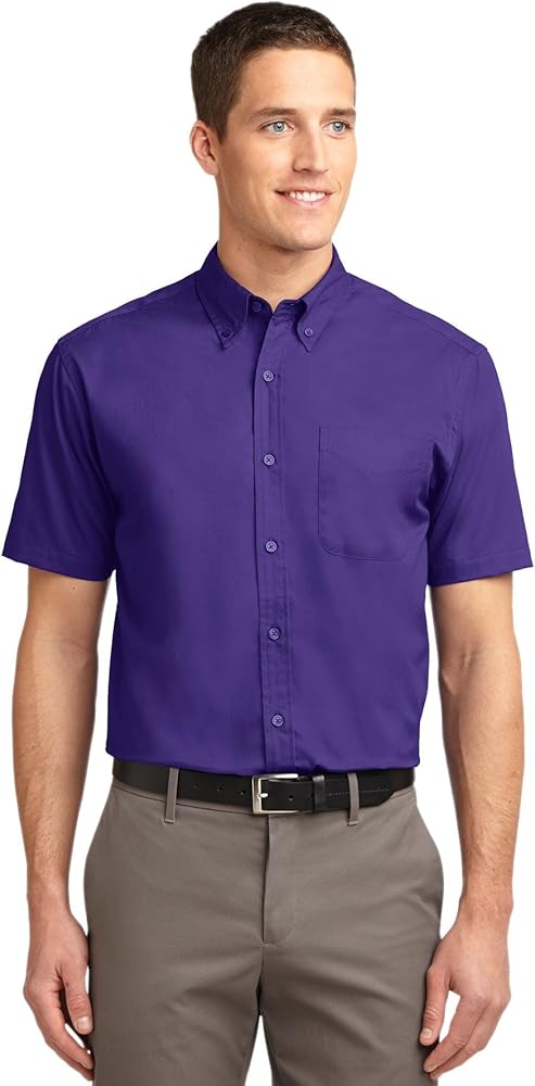 Port Authority Men's Short Sleeve Easy Care Shirt 5XL Purple/Light Stone