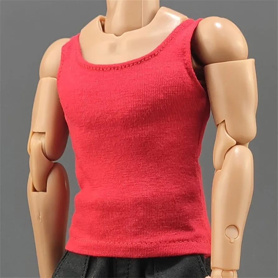 1/6 Scale Soldier Tank Top Sport T-Shirt Sleeveless Vest Clothes for 12'' Male Action Figure Body(Red)