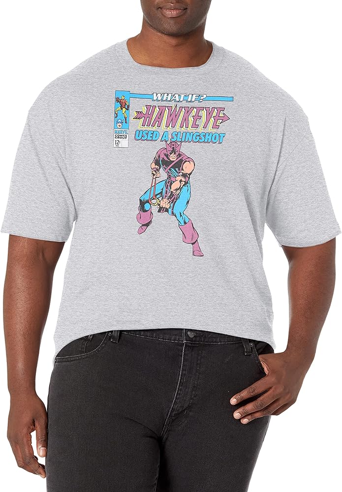 Marvel Big & Tall Classic Wi Hawkey Used a Slingshot Men's Tops Short Sleeve Tee Shirt