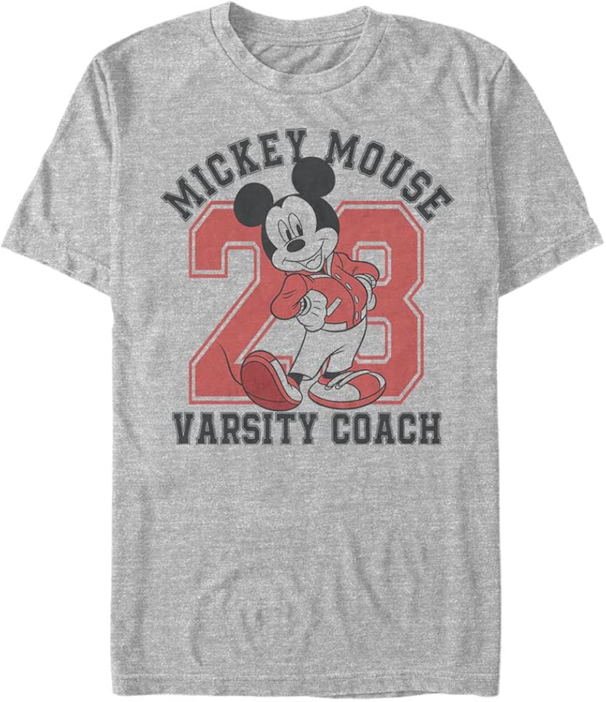 Disney Big & Tall Classic Mickey Varsity Mouse Men's Tops Short Sleeve Tee Shirt, Athletic Heather, 3X-Large