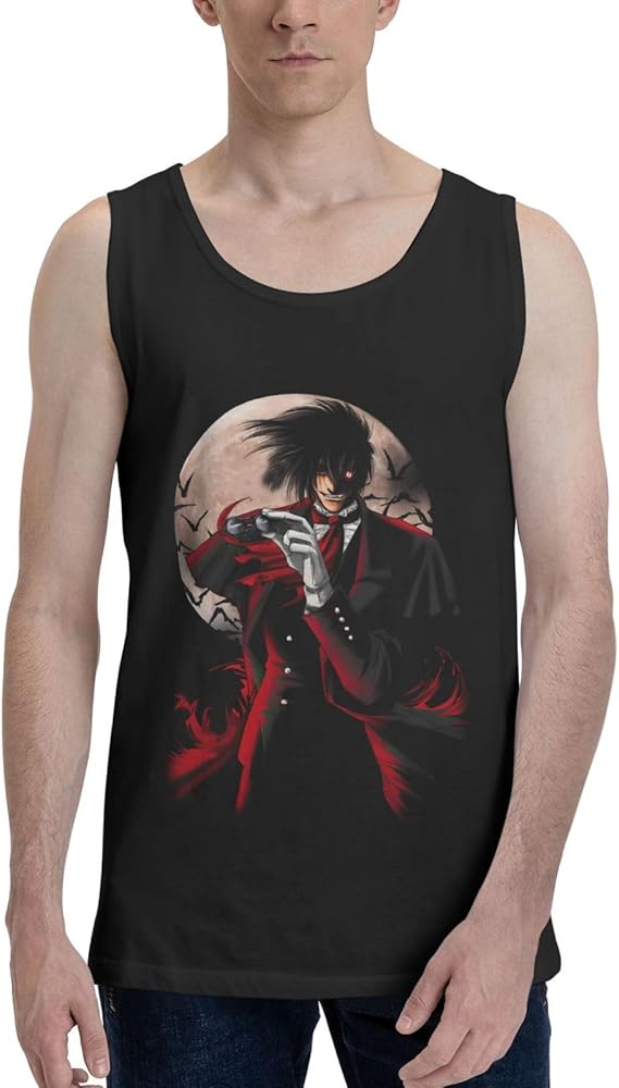 Manga Hellsing Alucard Tank Crew Neck Novelty Sleeveless Summer Cotton Vest Man's T-Shirt Black