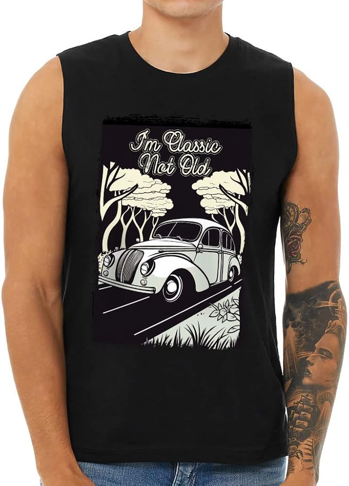 Vintage Car Men's Muscle Tank - Unique Men's Sleeveless T-Shirt - Art Print Tank