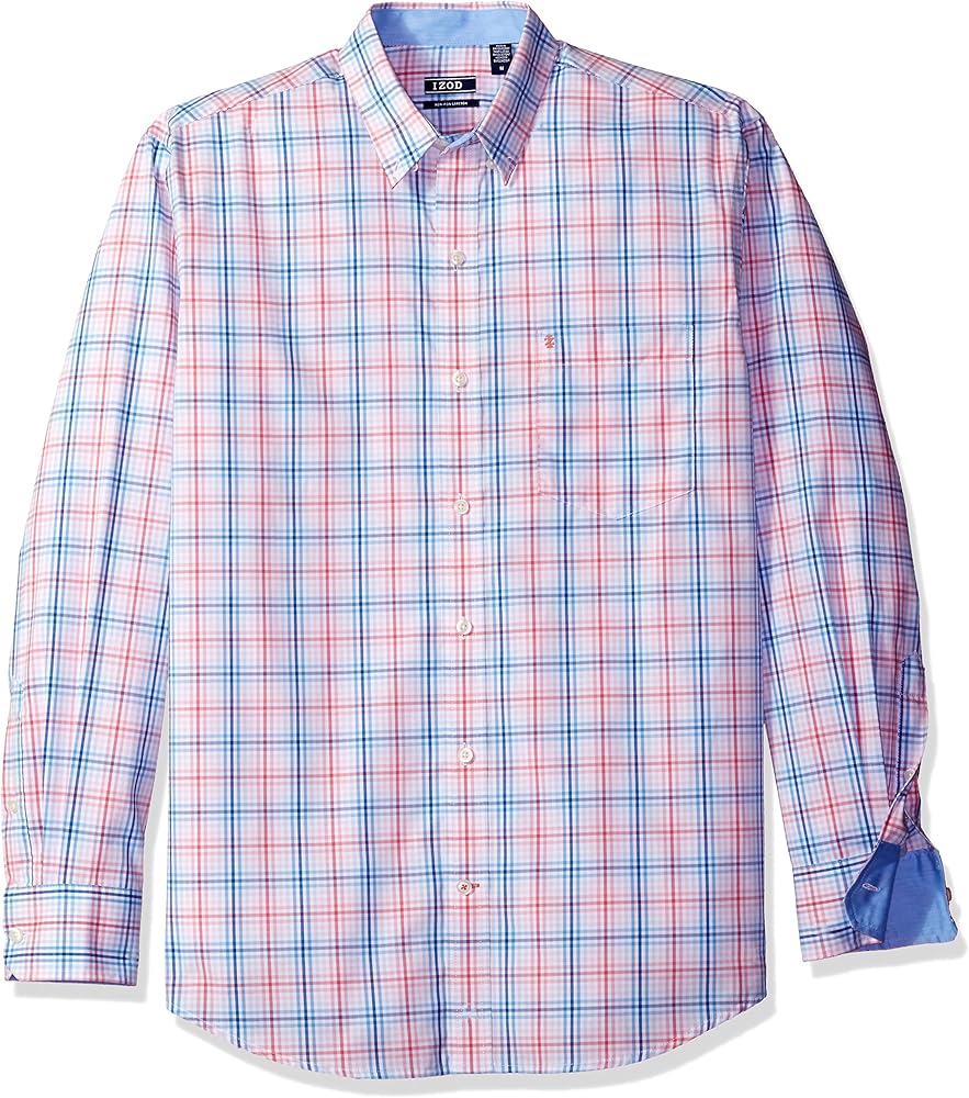 IZOD Men's Advantage Performance Long Sleeve Button Down Plaid Shirt