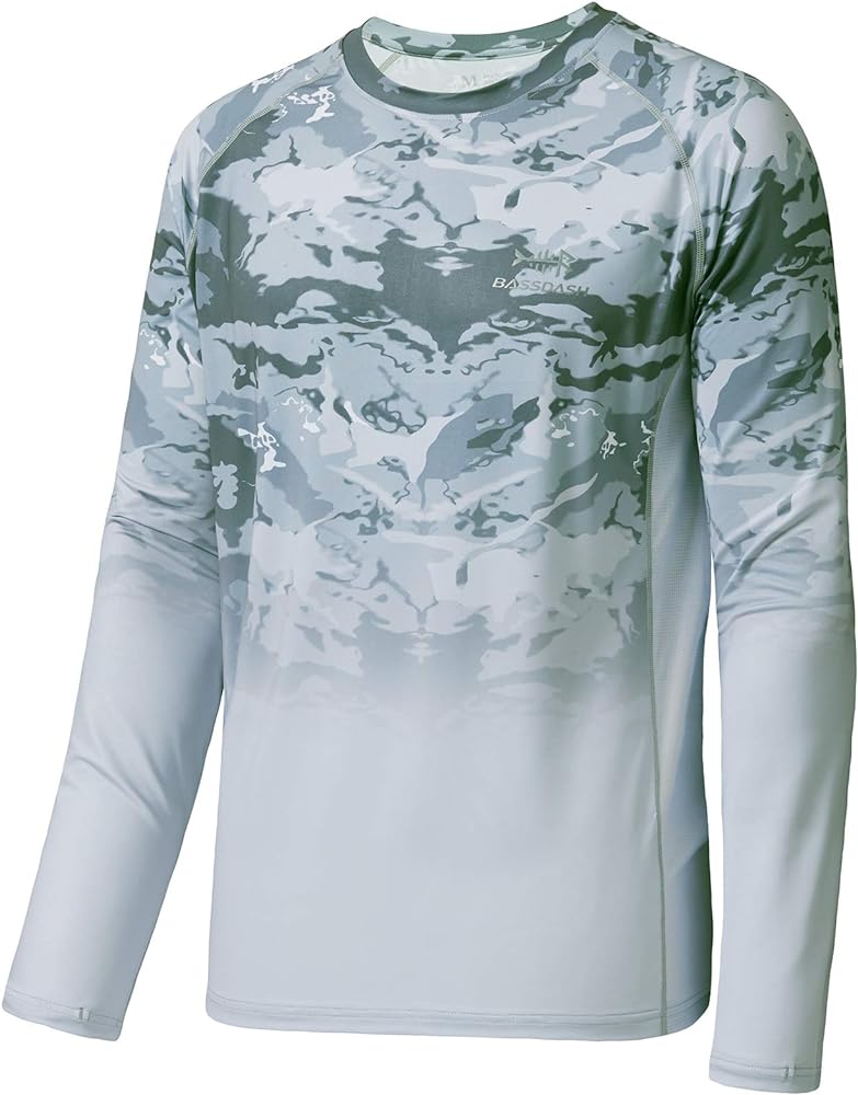 BASSDASH Men’s UPF 50+ Camo Fishing Shirt Quick Dry Long Sleeve Kayaking Hiking T-Shirts