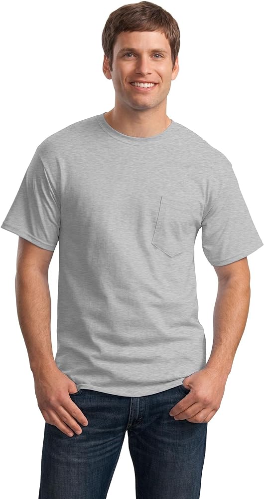 Hanes mens 6.1 oz. Tagless ComfortSoft Pocket T-Shirt(H5590)-LIGHT STEEL-2XL