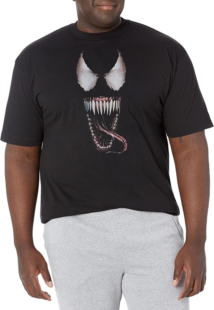 Marvel Big & Tall Classic Venom Mouthopen Men's Tops Short Sleeve Tee Shirt