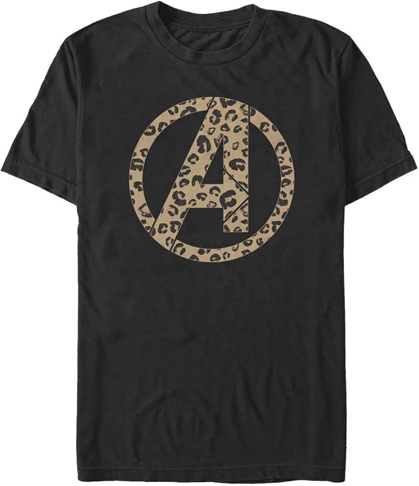 Marvel Big & Tall Classic Avengers Logo Leopard Fill Men's Tops Short Sleeve Tee Shirt