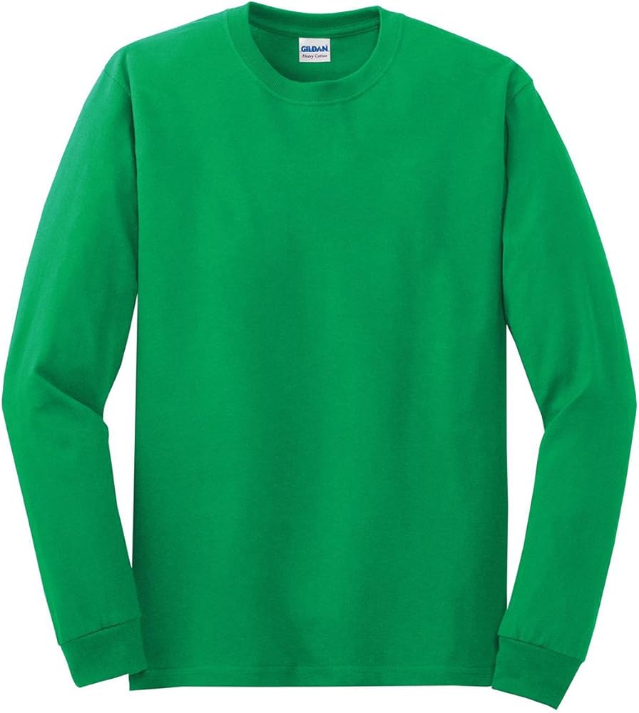 Gildan Heavy Cotton 100% Cotton Long Sleeve T-shirt-L (Irish Green)