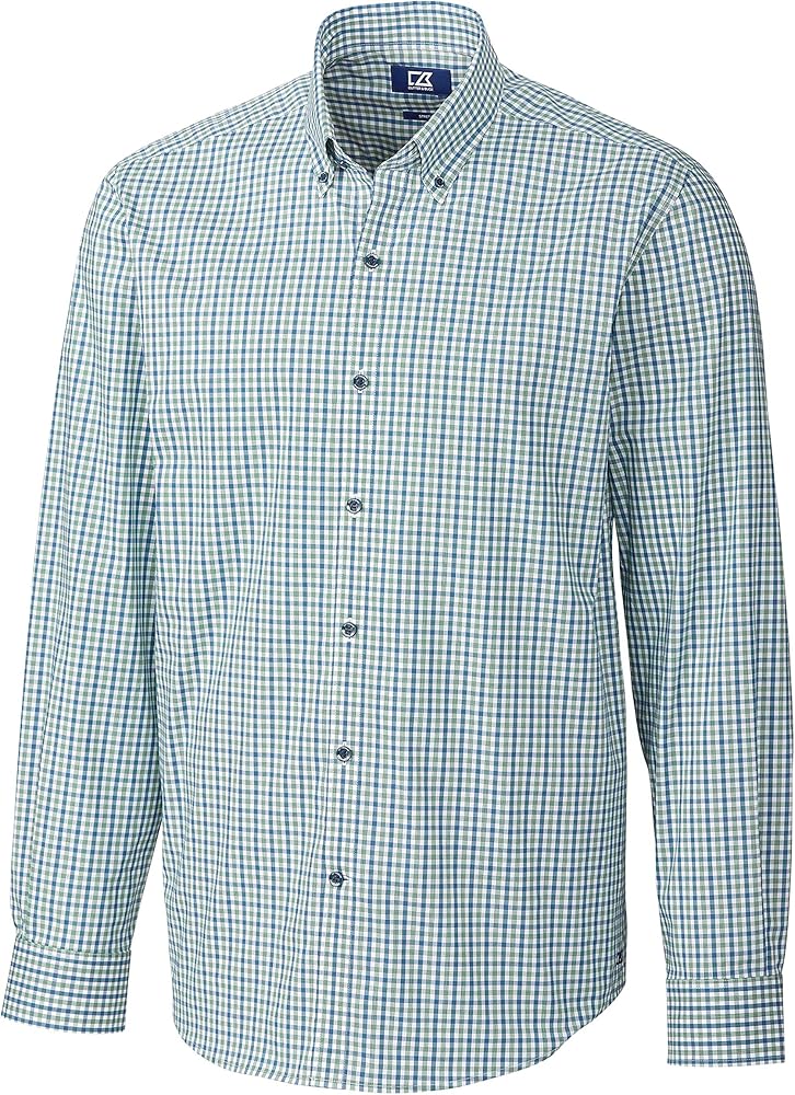 Cutter & Buck Men's Long Sleeve Soar Mini Check Button Down Shirt