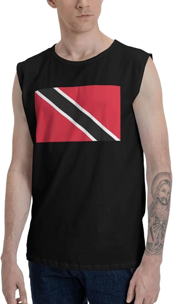 Flag of Trinidad and Tobago Tanks Shirts Adult Classic Crewneck Tee Everyday Shirts Cotton Sleeveless T-Shirts for Mens