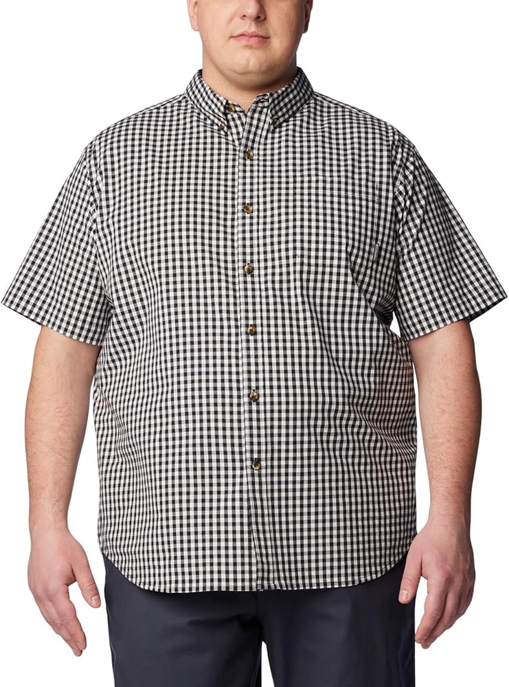 Columbia Men's Rapid Rivers II Short Sleeve Shirt, Black Gingham, Large Tall