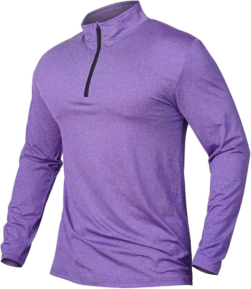 MANSDOUR Men's Quick-Dry Active Sports Shirts Quarter Zip Long Sleeve Running Pullover Tops Outdoor Sweatshirt