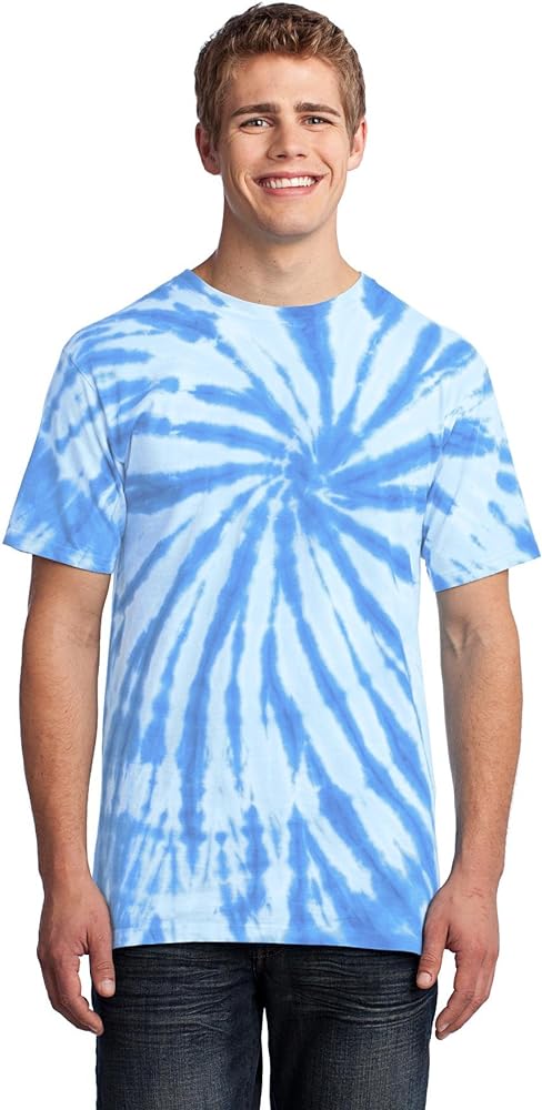 Port & Company Mens Essential Tie-Dye Tee, Medium, Light Blue