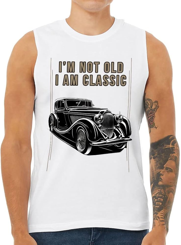 Retro Car Design Men's Muscle Tank - Graphic Men's Sleeveless T-Shirt - Unique Tank