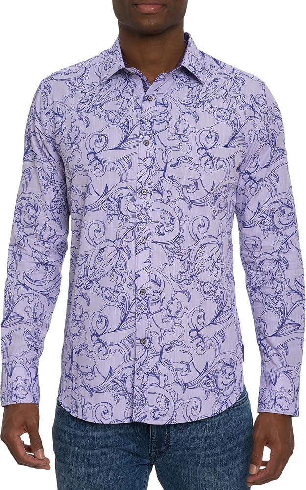 Robert Graham Men Royalton Long Sleeve Button Down Shirt, Purple, XX-Large