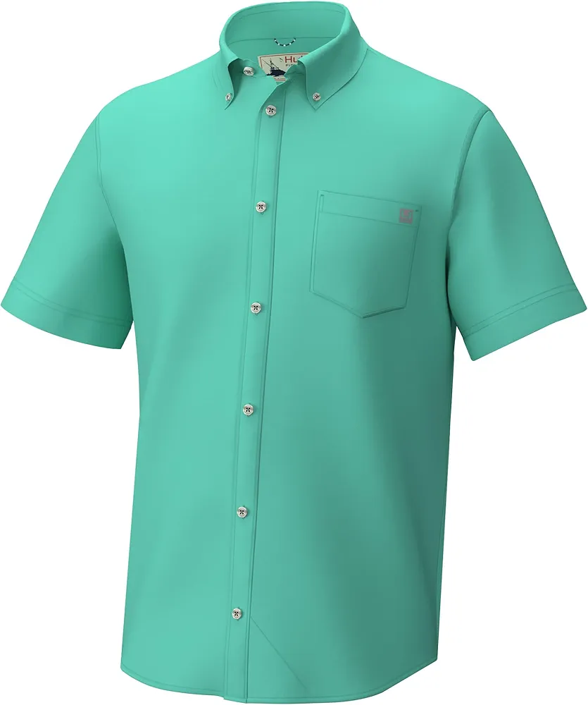 HUK Men's Kona Solid Short Sleeve Fishing Button Down Shirt