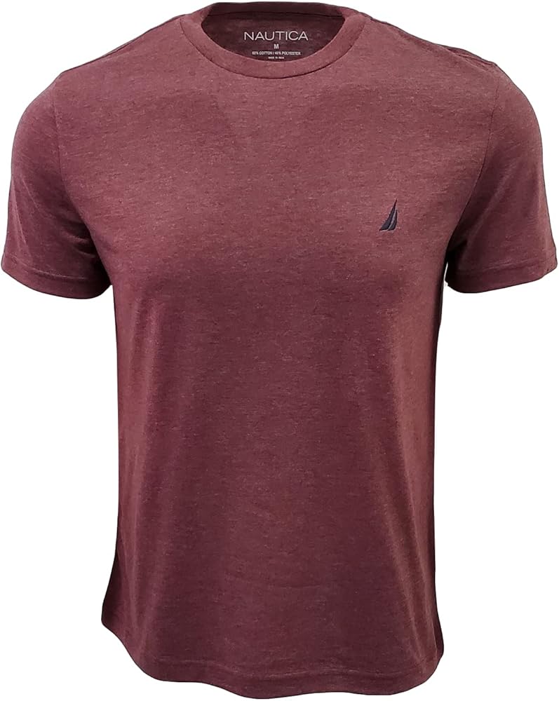 Nautica Mens Short Sleeve Solid Crew Neck T-Shirt (Medium, Burgundy Heather)