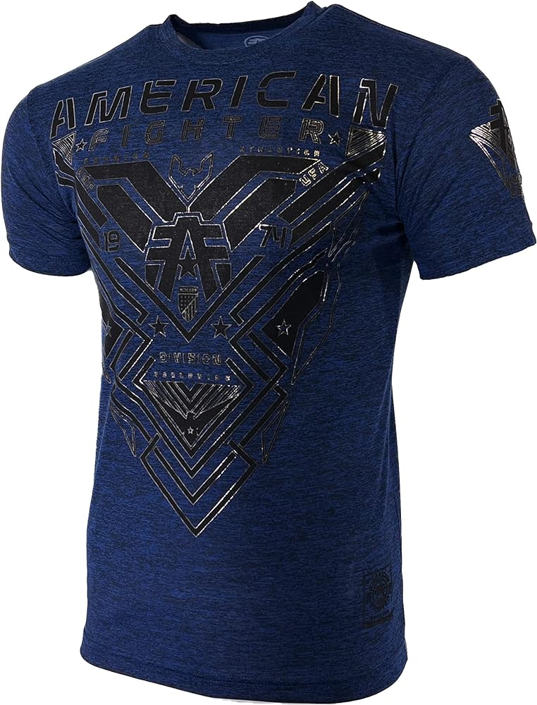 American Fighter Men's T-Shirt DURHAM Crew Neck Blue S-5XL