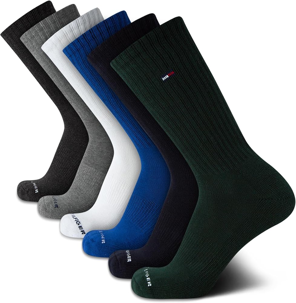 Tommy Hilfiger Men’s Athletic Socks – Cushion Crew Socks (6 Pack)