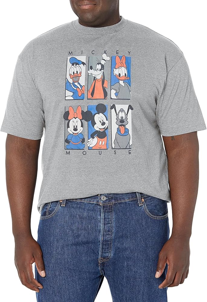 Disney Big & Tall Classic Mickey Six Up Muted Men's Tops Short Sleeve Tee Shirt