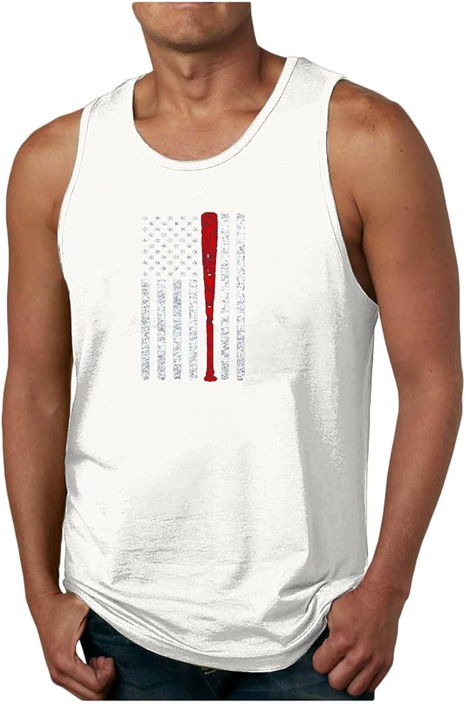 4th of July Tank Top Men Independence Day Summer Vest USA Flag Graphic Short Sleeve Patriotic Tshirt Star Stripes Tee