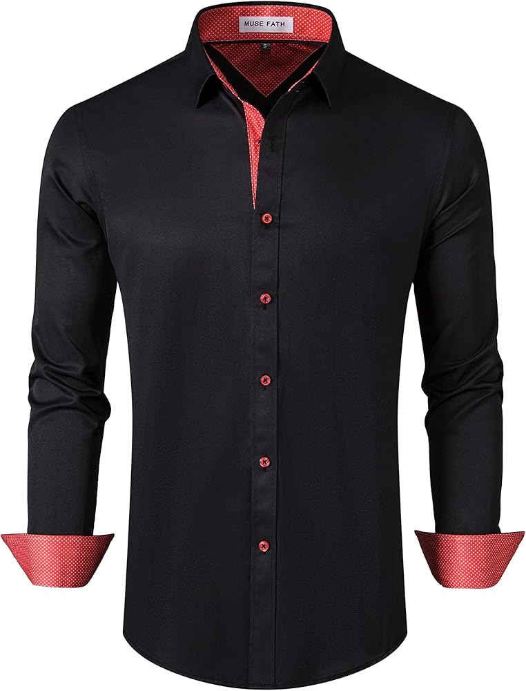 MUSE FATH Men's Dress Shirt-Casual Regular Fit Long Sleeve Shirt