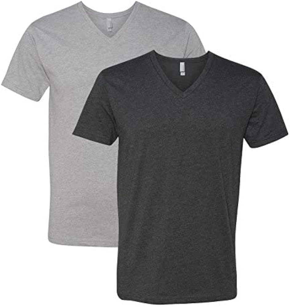 Next Level Apparel 6240 Mens Premium V-Neck Tee, Dark Heather Grey + Charcoal (2 Pack)-Large