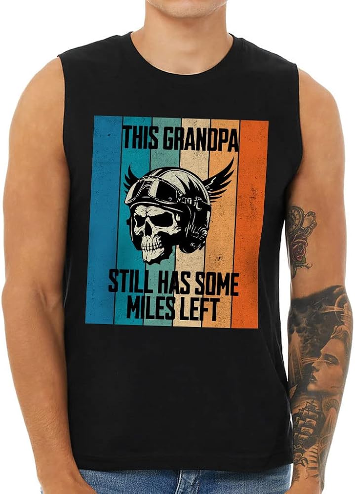 Grandpa Skull Men's Muscle Tank - Colorful Men's Sleeveless T-Shirt - Printed Tank