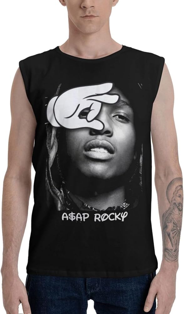 ASAP Rapper Rocky Singer Tank Tops Man's Casual Cotton Vest Summer Crew Neck Sleeveless Tshirt