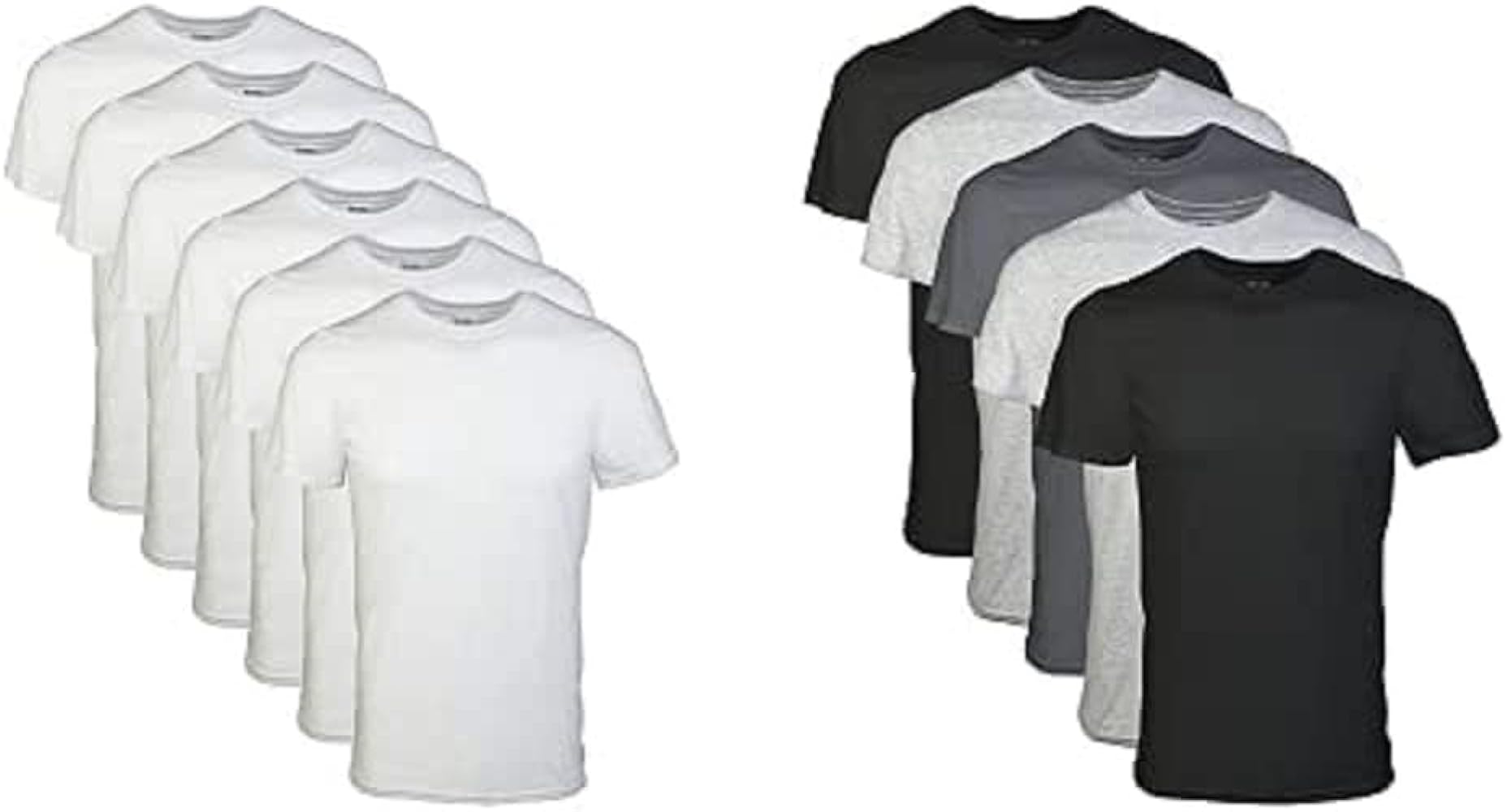 Gildan Men's Crew T-Shirt 6 Pack, White, Large Men's Crew T-Shirt 5 Pack, Assortment, Large