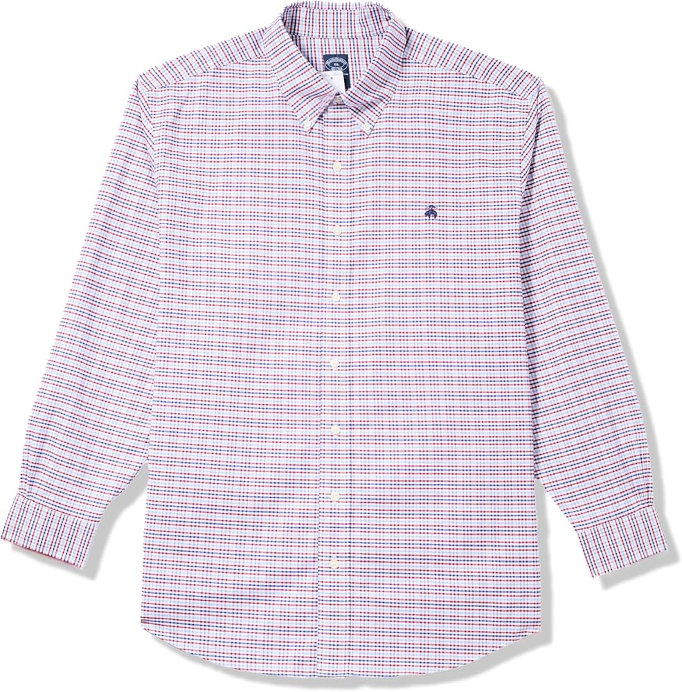 Brooks Brothers Men's Big & Tall Non-iron Stretch Oxford Sport Shirt Long Sleeve Check