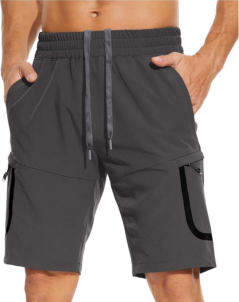 Mens Hiking Shorts 9" Quick Dry, Lightweight Stretch Golf Shorts for Men Casual Outdoor Travel Fishing