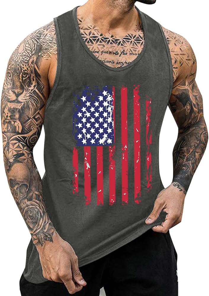 Men'S Tank Tops Day Summer Tank Top Breathable Large Size Casual Sleeveless Top Loose Partial Print Men Tank Tops