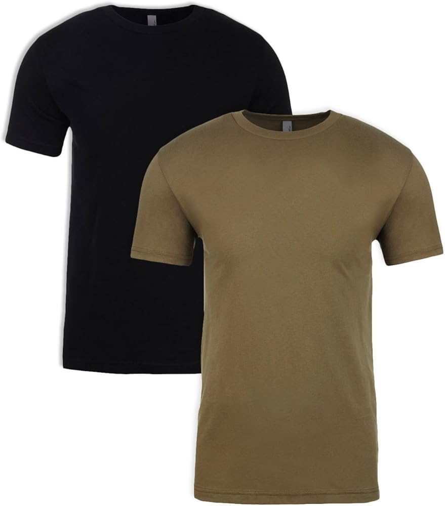 Next Level N6210 T-Shirt, Black + Military Green (2 Pack), Large