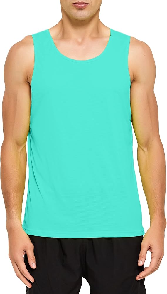 DEMOZU Men's Neon Running Athletic Tank Top Quick Dry Workout Gym Marathon Swim Tank Top