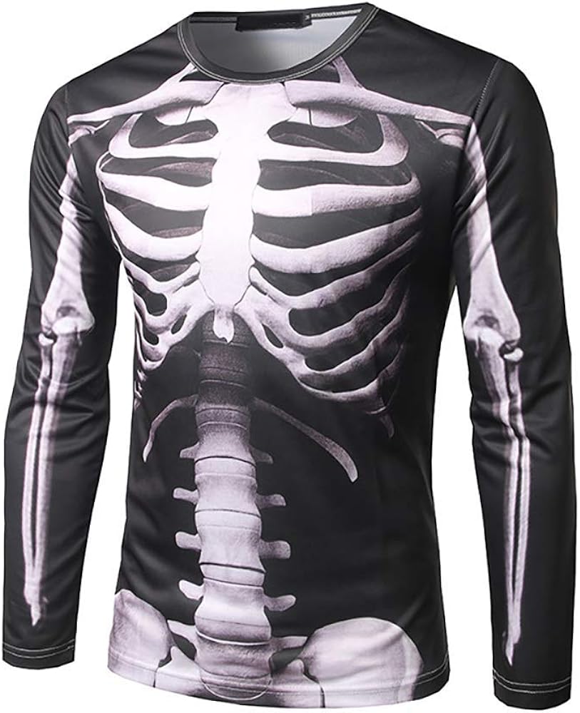 GRATJCIN 3D-Print Skeleton Long Sleeve Unisex T-Shirt