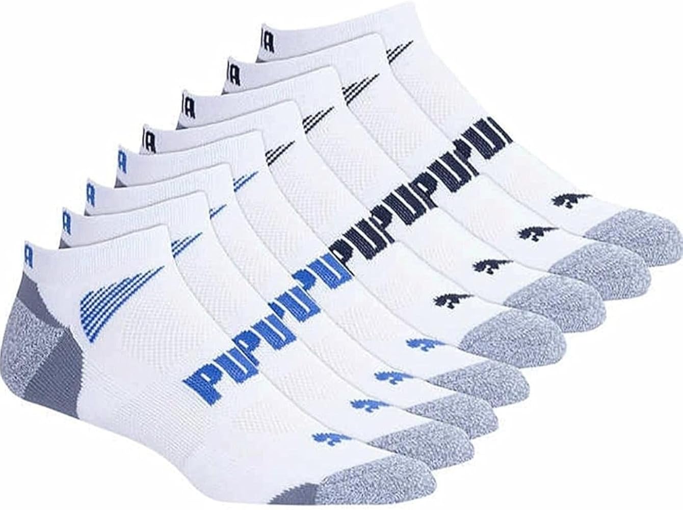 Puma Men's No Show Sock, 8-pair White Shoe Size 6-12