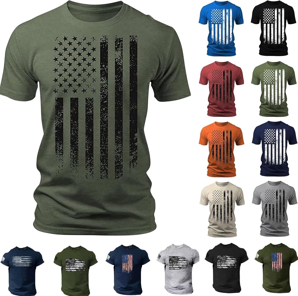 Patriotic Shirts for Men Big and Tall 1776 Funny 4th of July Shirt Crew Neck Short Sleeve T-Shirts Graphic Tees