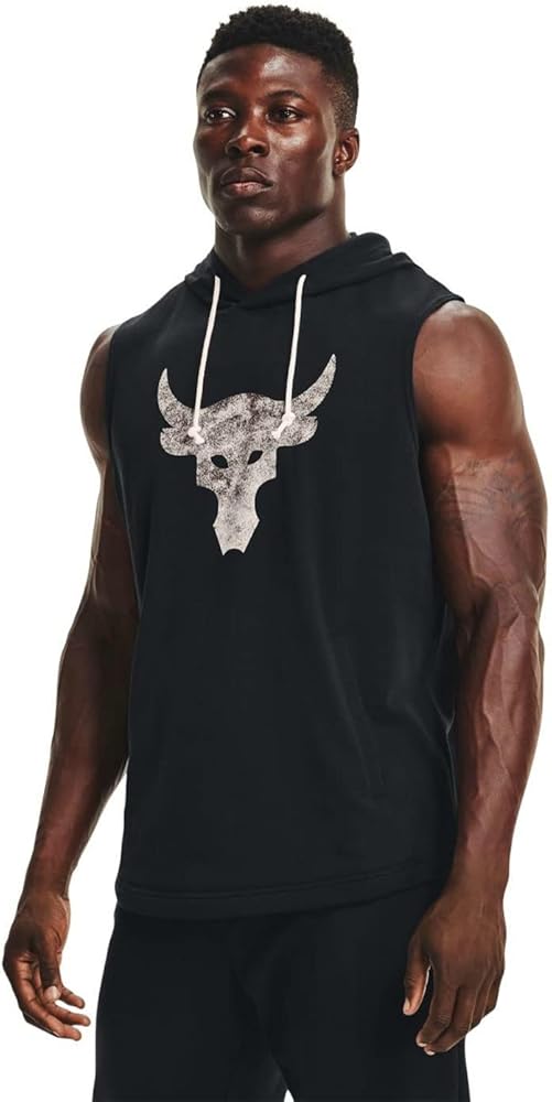 Under Armour Men's Project Rock Terry Sleeveless Hoodie (Small) Black