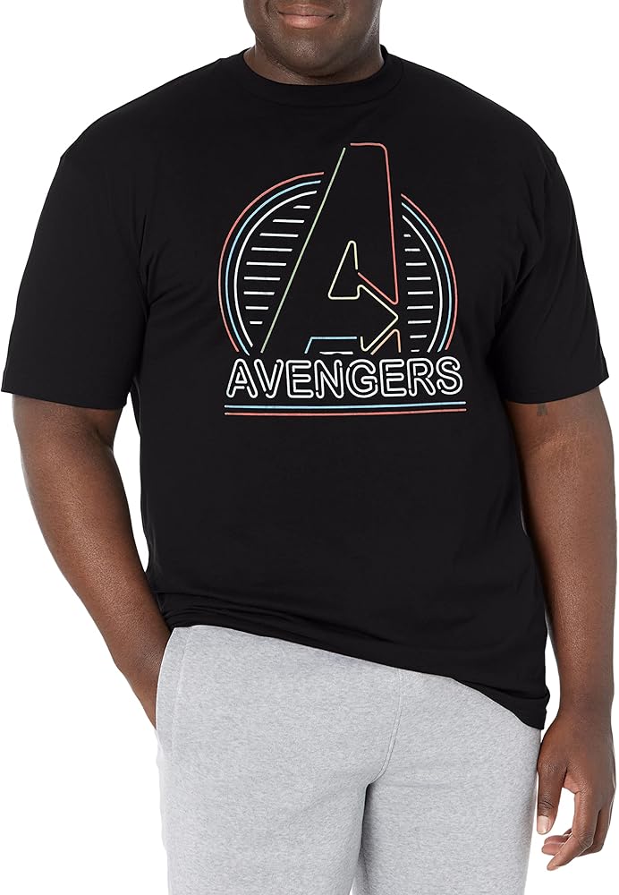 Marvel Big & Tall Classic Neon Avengers Men's Tops Short Sleeve Tee Shirt