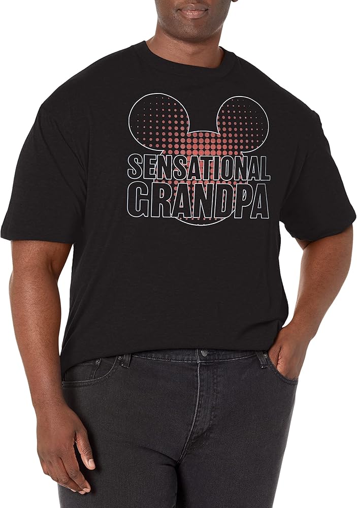 Disney Big & Tall Classic Mickey Sensational Grandpa Men's Tops Short Sleeve Tee Shirt